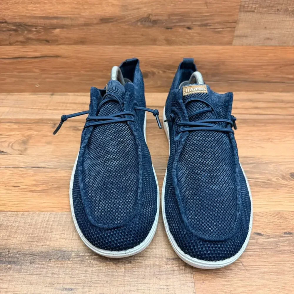 Itazero men Size 9.5 Navy Blue Mesh Slip On Loafers Boat Shoes